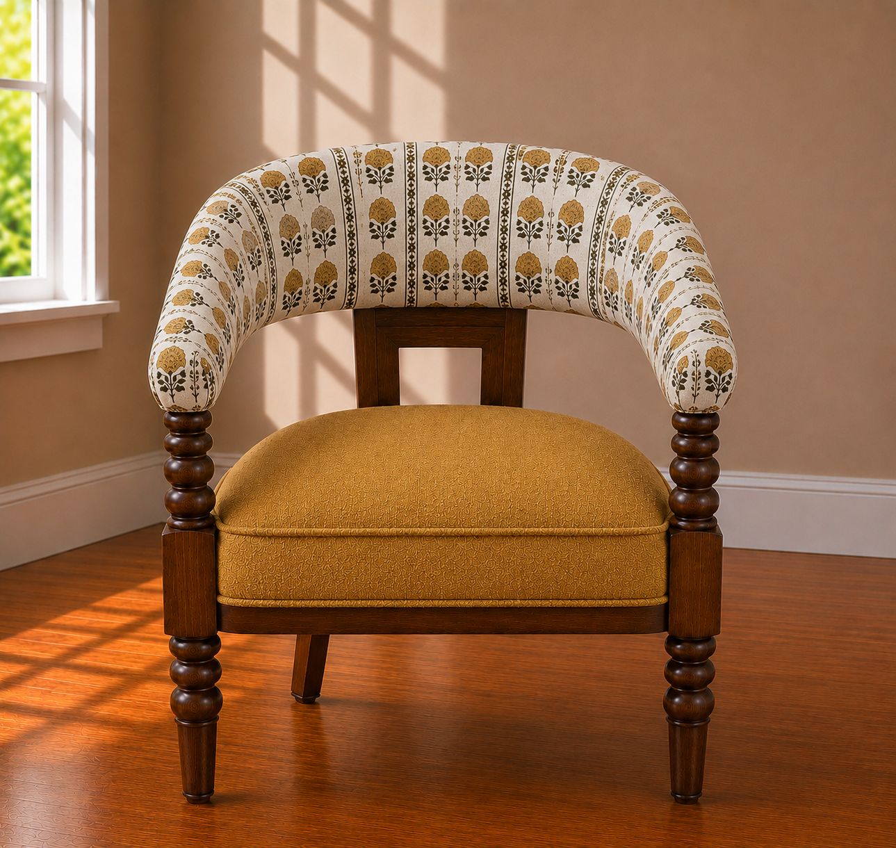 Traditional Solid Teak Wood Accent Chair