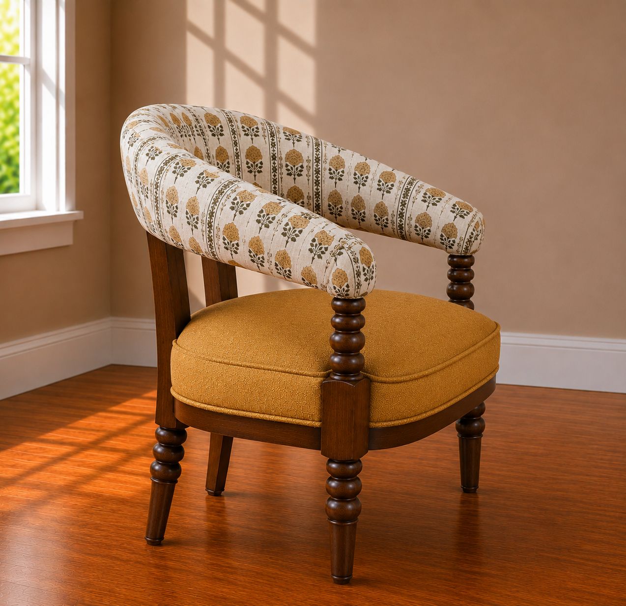 Traditional Solid Teak Wood Accent Chair