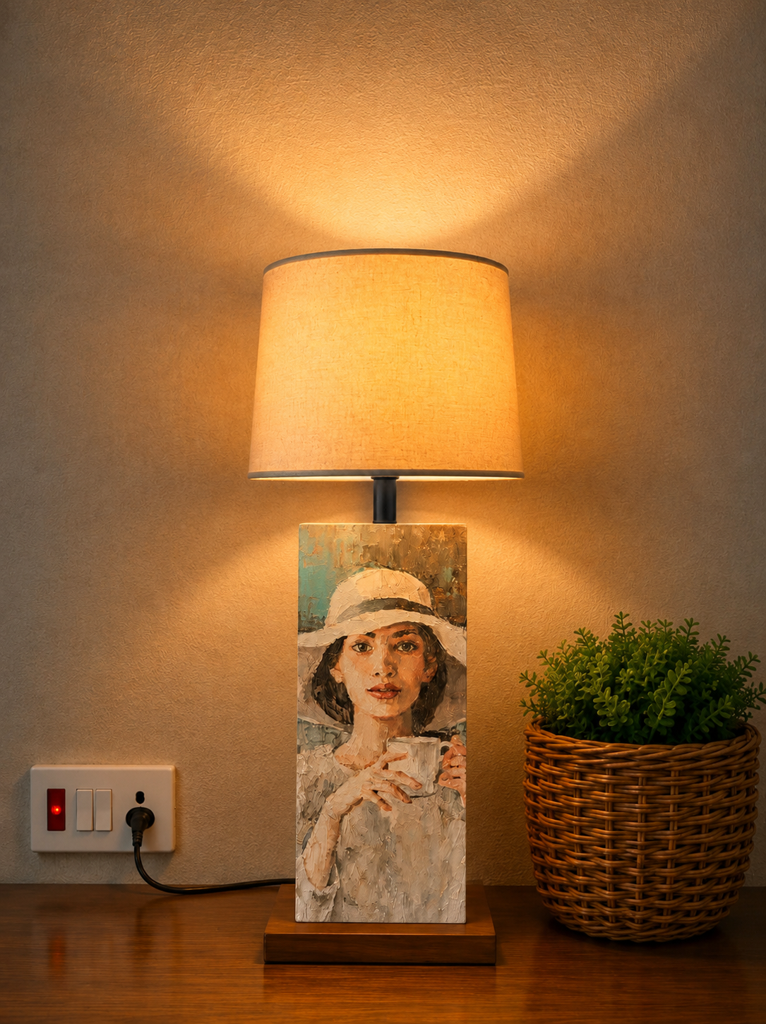 The White Hat Lady Wooden Table Lamp
