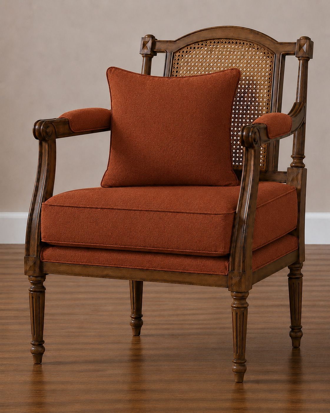 Premium quality Carved Solid Teak Wood Rattan Accent Chair