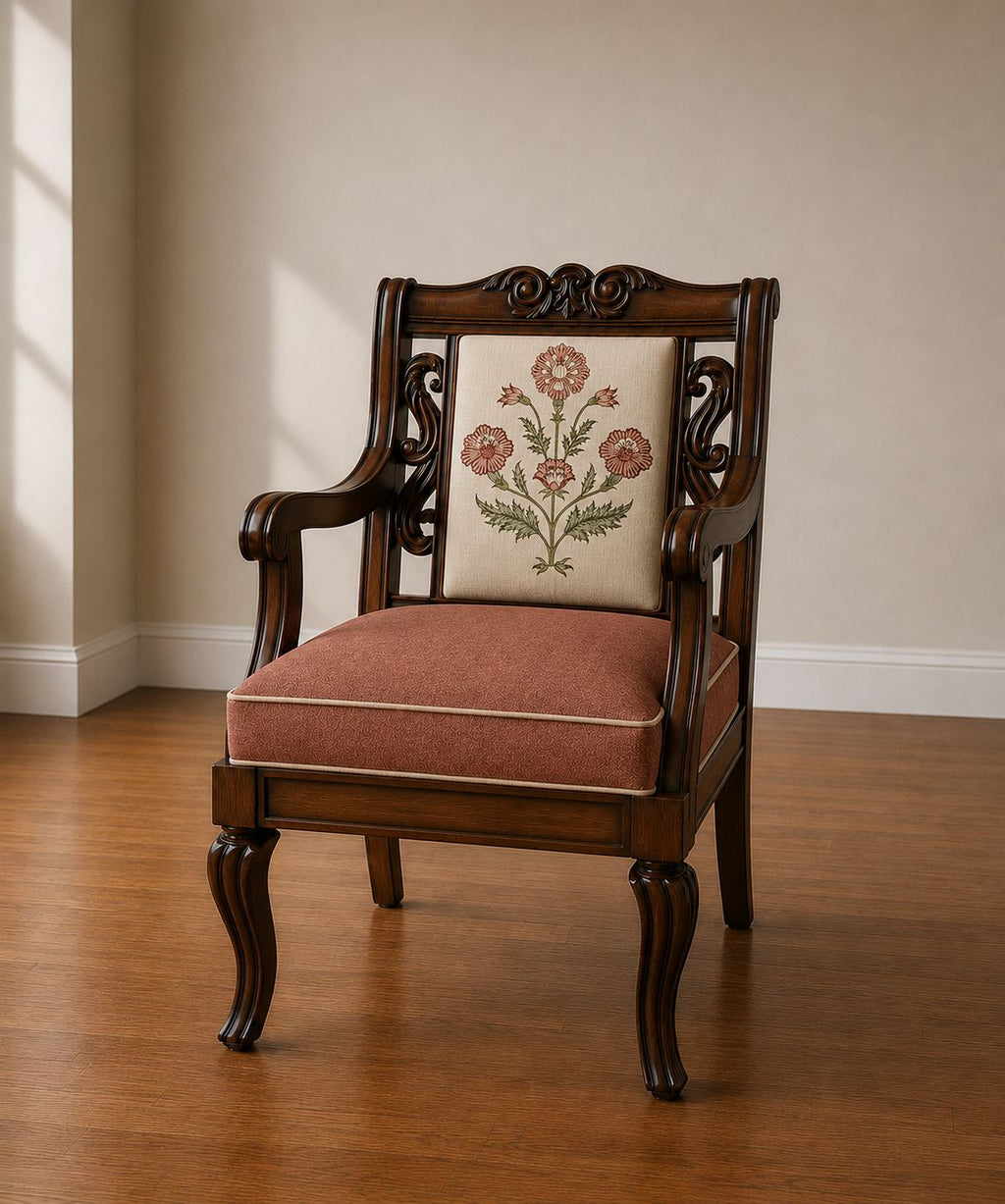 Premium quality Carved Solid Teak wooden Accent chair