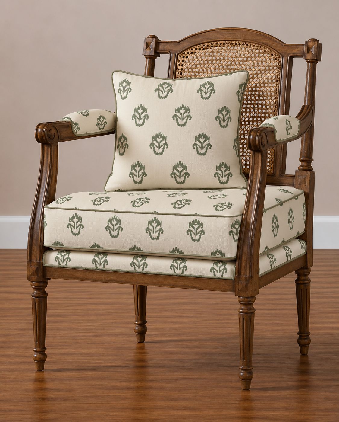 Premium quality Carved Solid Teak Wood Rattan Accent Chair