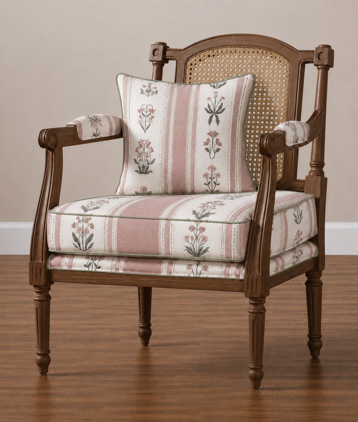Premium quality Carved Solid Teak Wood Rattan Accent Chair