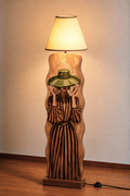 'Lady in Green Hat' Wooden Floor Lamp