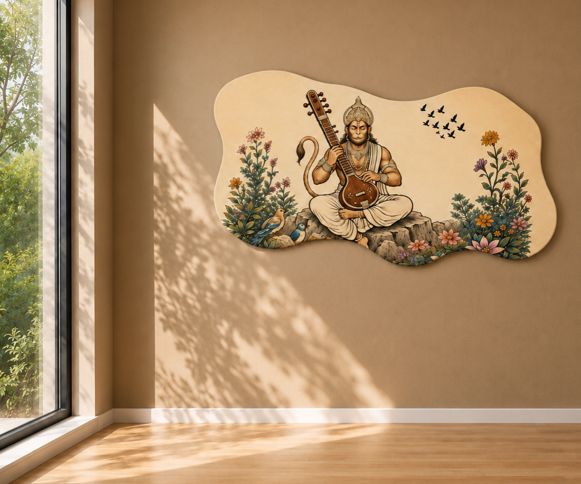 Hanumanji in Harmony Asymmetric Wooden WallArt