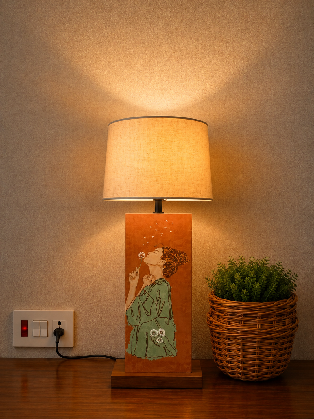 Dandelion Dream Wooden Table Lamp