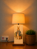 Cottage Bunny Wooden Table Lamp with shade