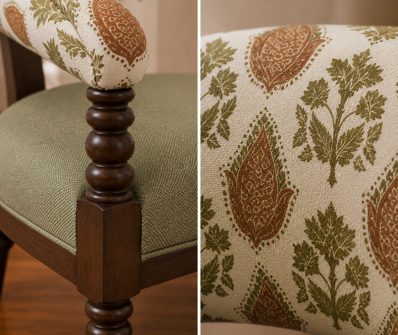 Traditional Solid Teak Wood Accent Chair