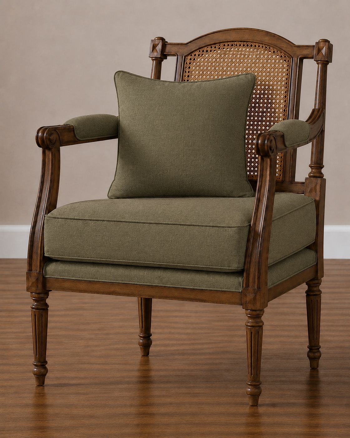 Premium quality Carved Solid Teak Wood Rattan Accent Chair