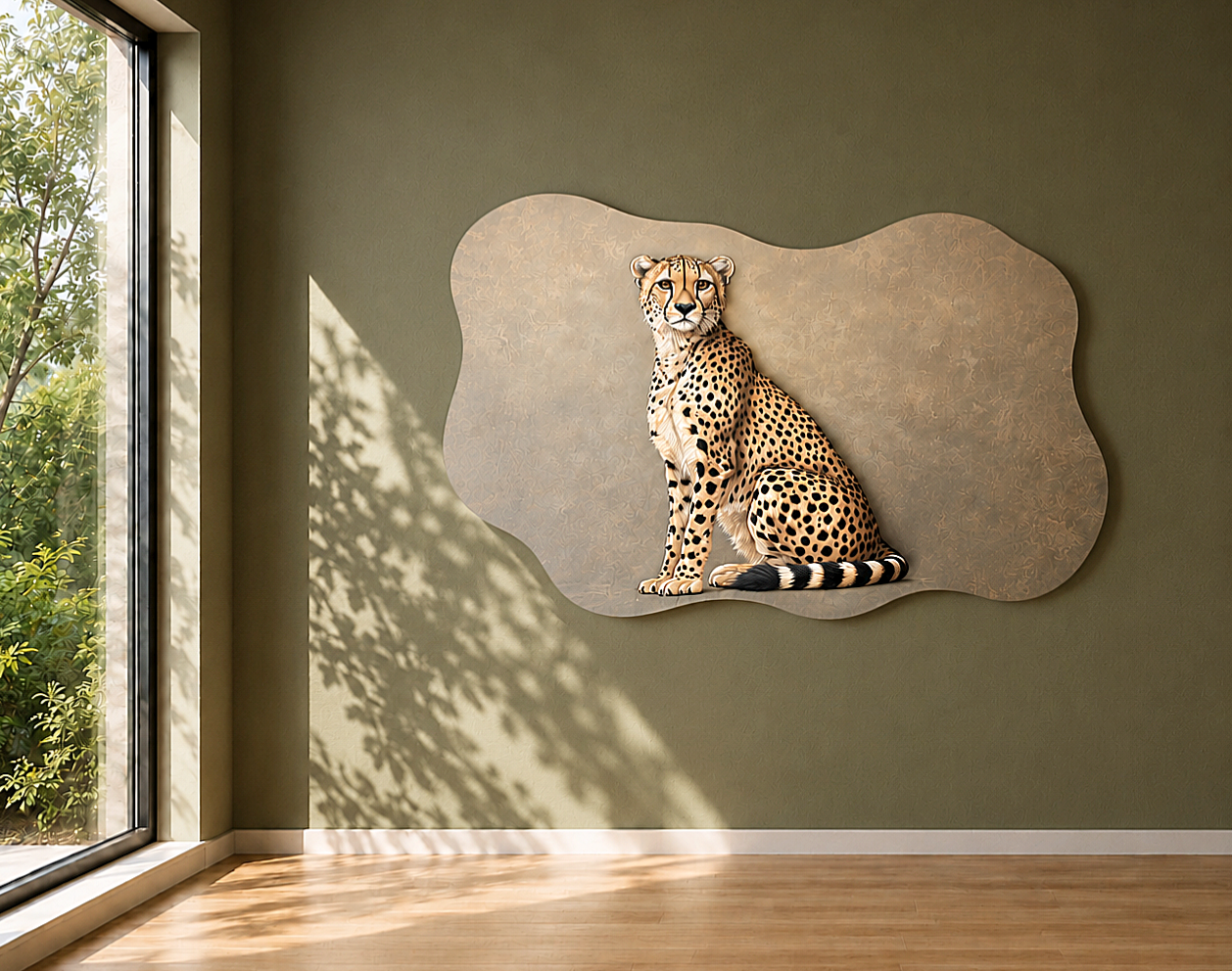 The Golden Guardian wooden Assymetric WallArt