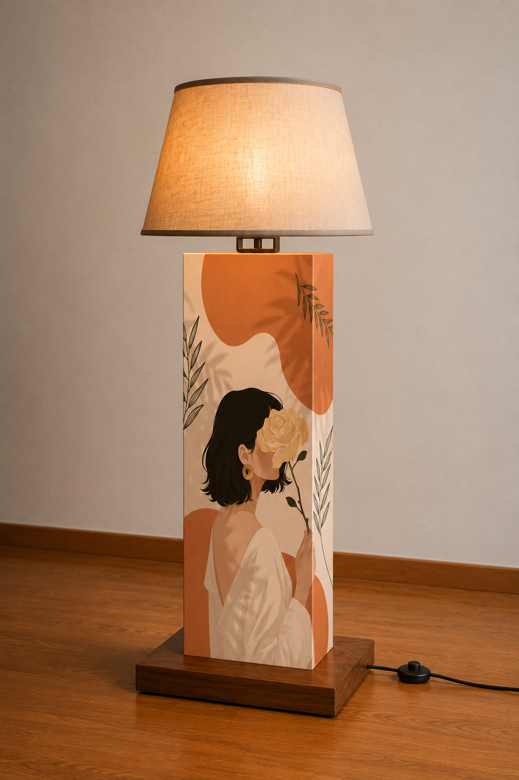 Lady in Bloom Wooden Floor Lamp with shade