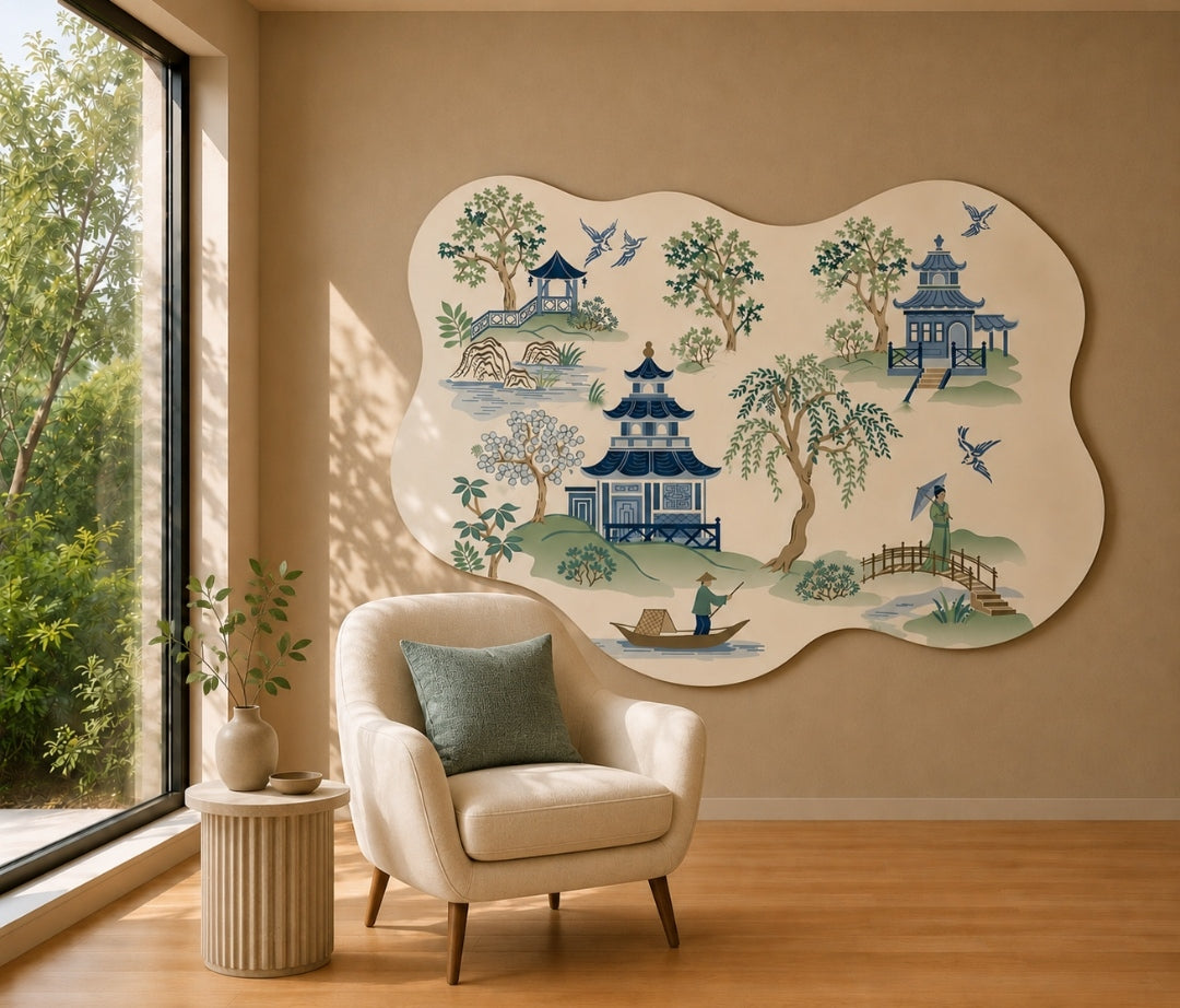 The Blue Monasteries Asymmetric Wooden WallArt