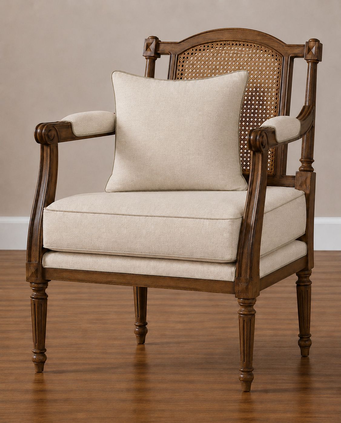 Premium quality Carved Solid Teak Wood Rattan Accent Chair