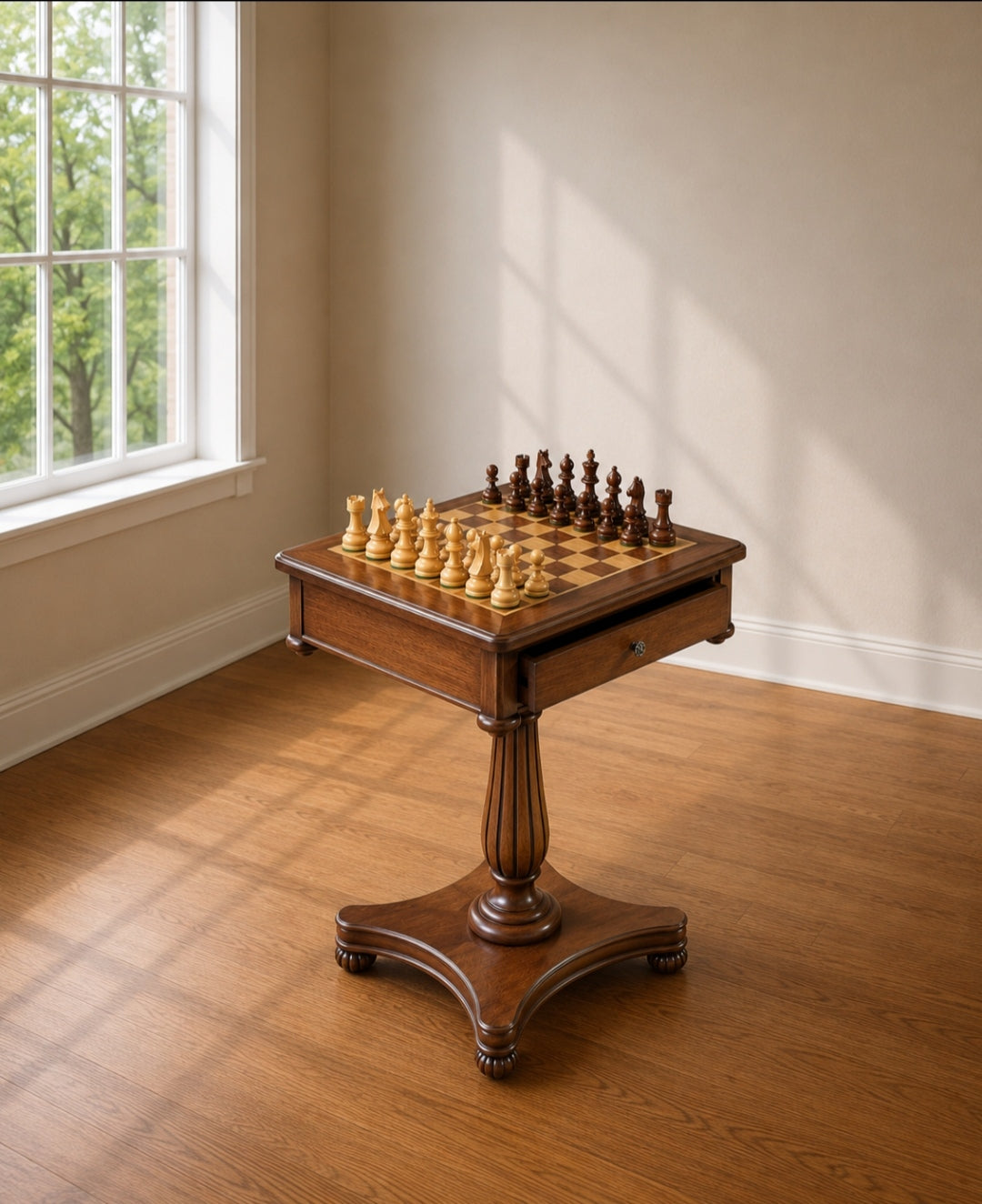 'Regal Chess Pedestal' premium quality Solid Teak carved End Table