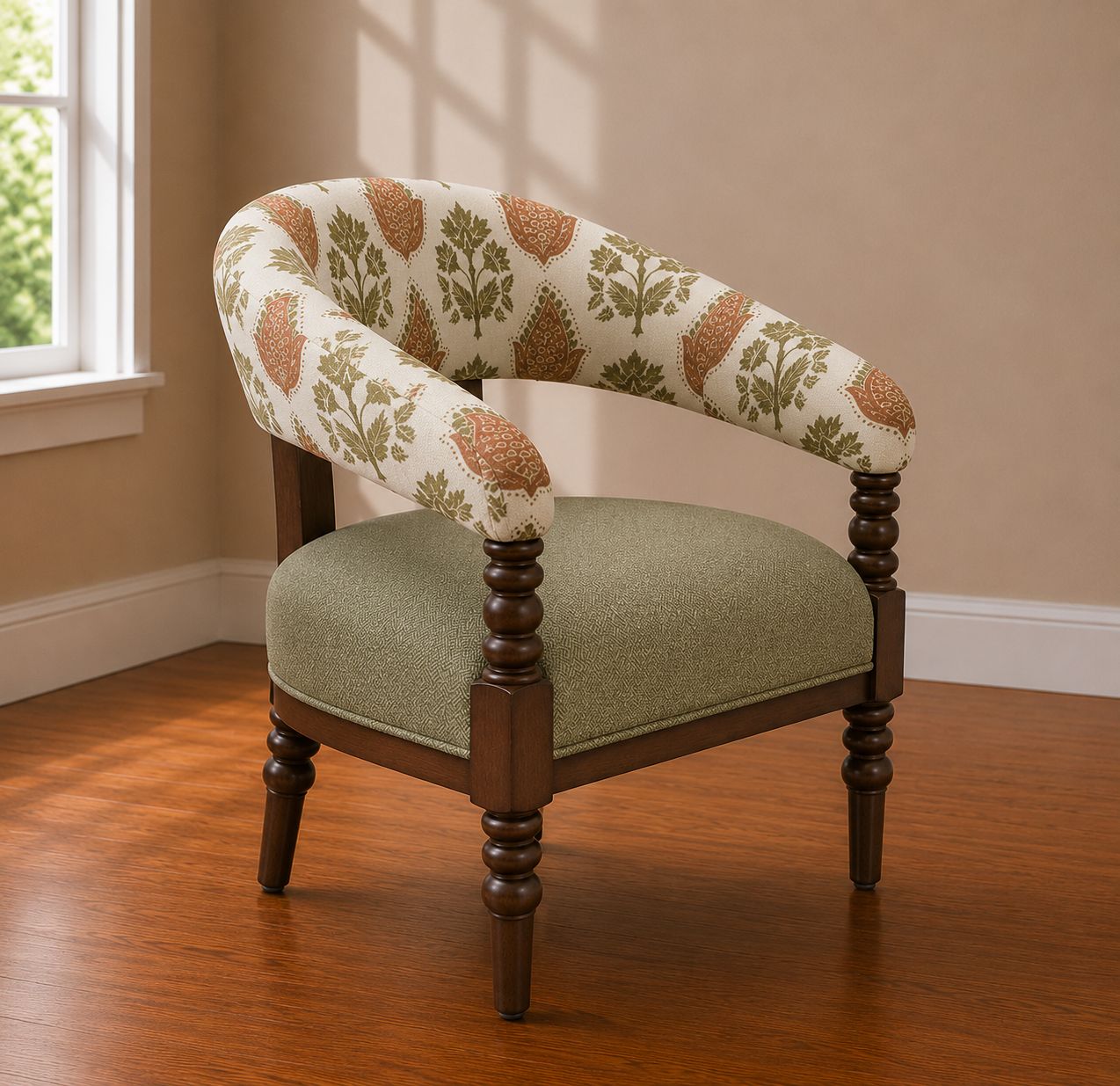 Traditional Solid Teak Wood Accent Chair